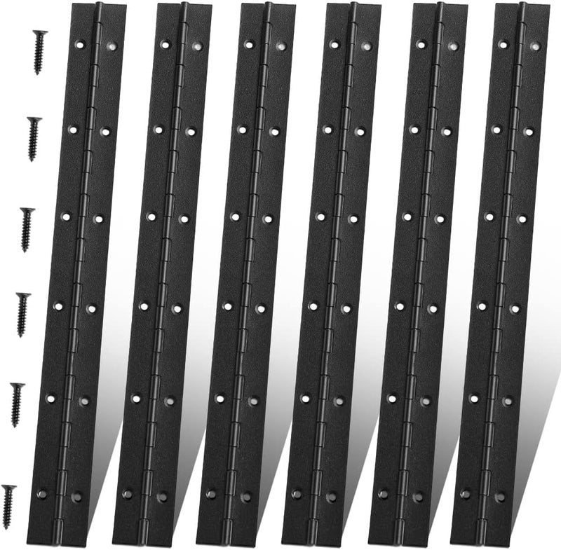 FVSEC 6 Pack 12 Inch Piano Hinge, Heavy Duty Continuous Hinge with Holes for Cabinets Boat Marine Door, 304 Stainless Steel 0.04" Leaf Thickness 1.2'' Open Width (Black) - Image 1